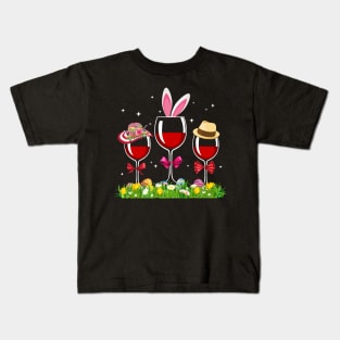 Three Wine Easter Day Eggs Easter T-shirt Kids T-Shirt